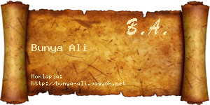 Bunya Ali névjegykártya